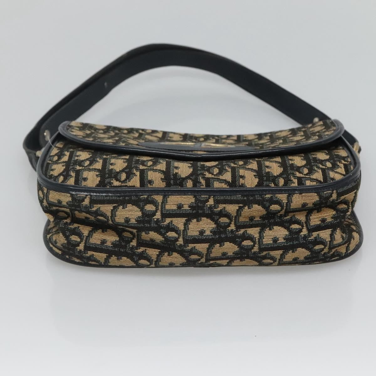 Christian Dior Vintage CD Logo Shoulder Bag Leather, NAVY, CANVAS, Shoulder bag