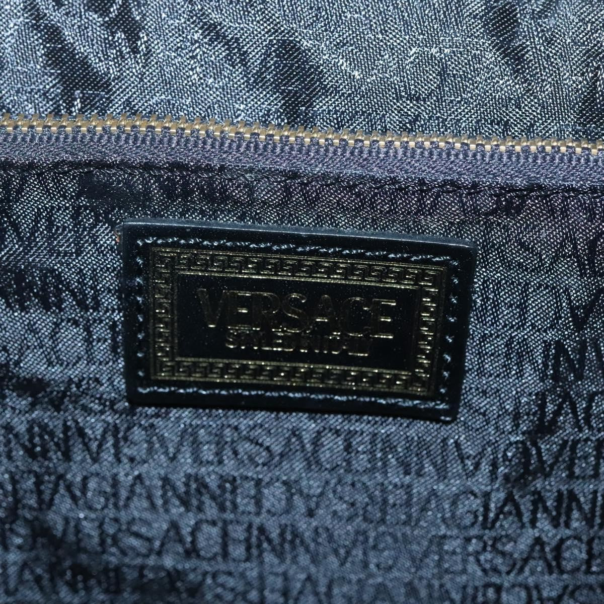 Versace Vanity Hand Bag Leather, BLACK, LEATHER, Handbag