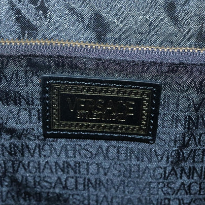 Versace Vanity Hand Bag Leather, BLACK, LEATHER, Handbag