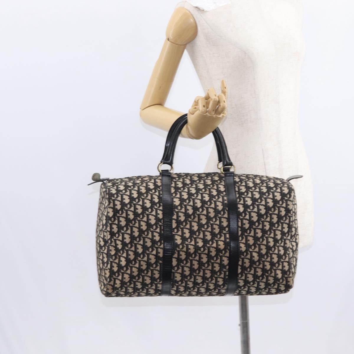 Christian Dior Vintage Trotter Boston Bag Canvas, BLACK, CANVAS, Travel bag