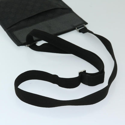 Gucci Vintage Flat Messenger Bag GG Canvas and Leather, BLACK, CANVAS, Crossbody bag