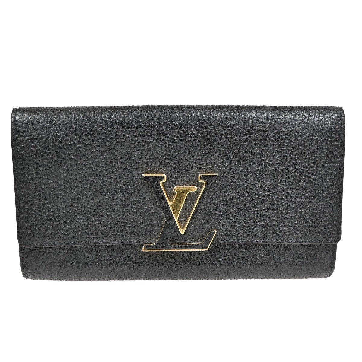 Louis Vuitton Capucines Long Wallet Leather, BLACK, LEATHER, Wallets