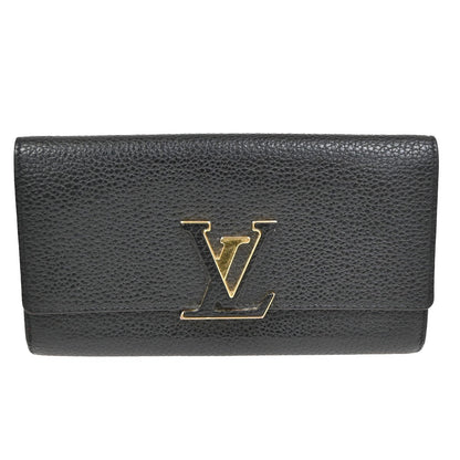 Louis Vuitton Capucines Long Wallet Leather, BLACK, LEATHER, Wallets