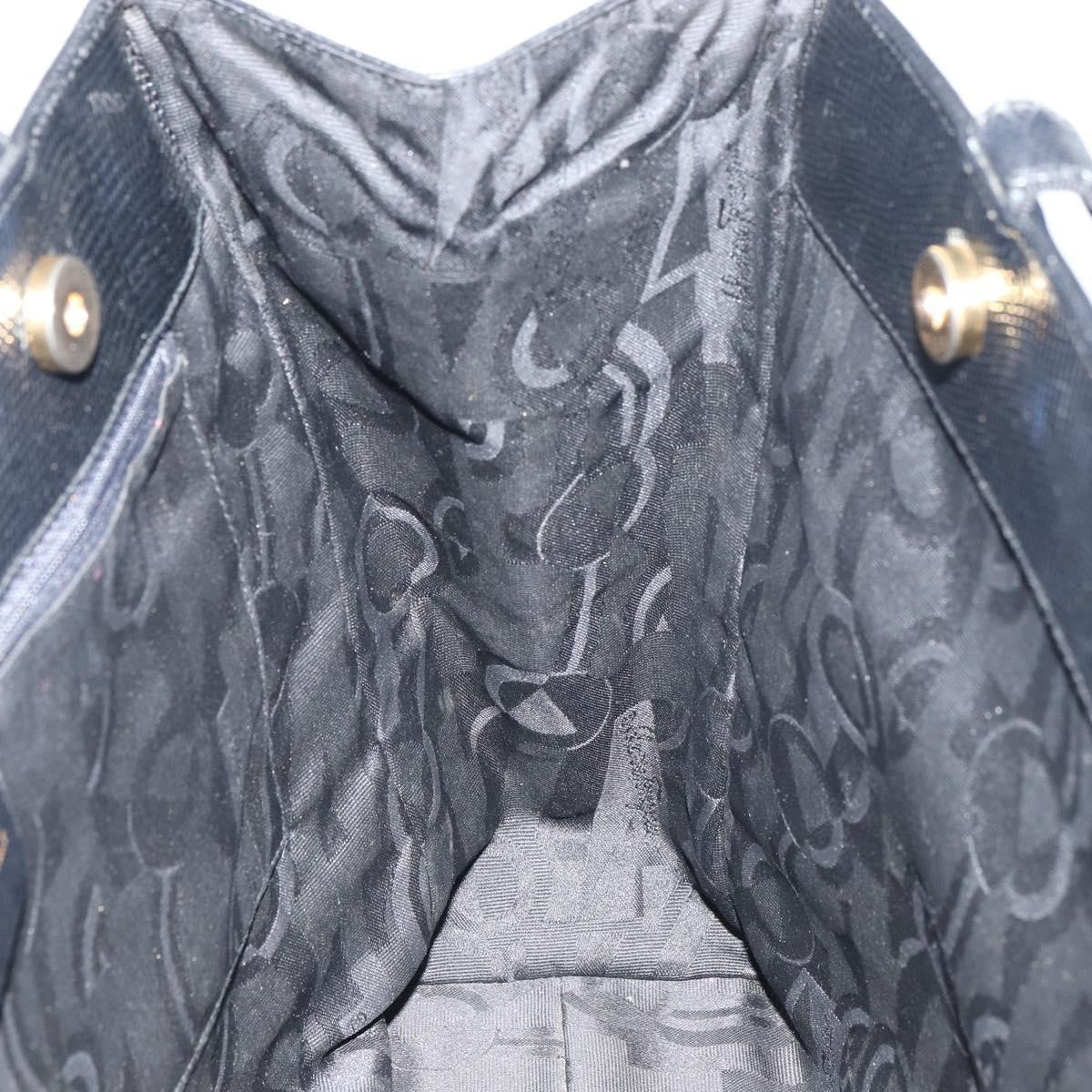 Salvatore Ferragamo Vintage Vara Bow Tote Lizard Embossed Leather, BLACK, LEATHER, Tote bag