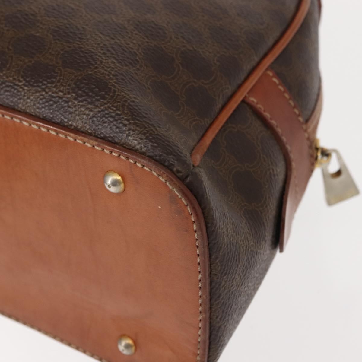 Celine Vintage Macadam Handbag Canvas and Leather, BROWN, CANVAS, Handbag