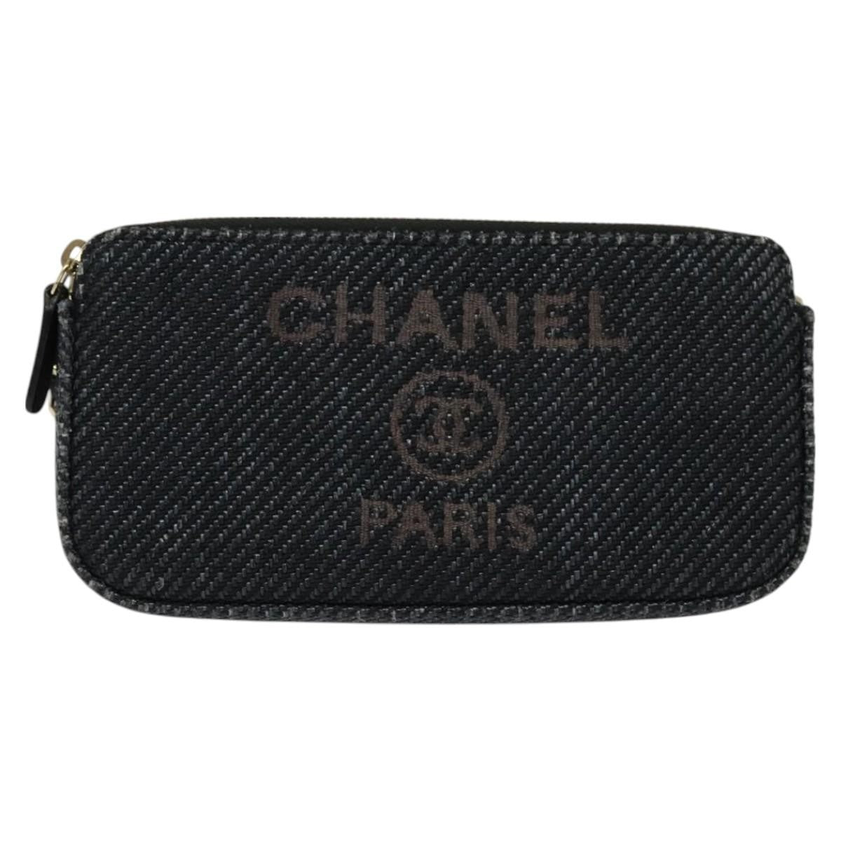 Chanel Deauville Chain wallet Raffia, NAVY, WICKER, Wallets