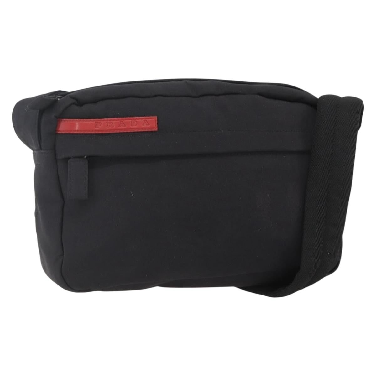 Prada Sport Zip Shoulder Bag Nylon, BLACK, NYLON, Shoulder bag