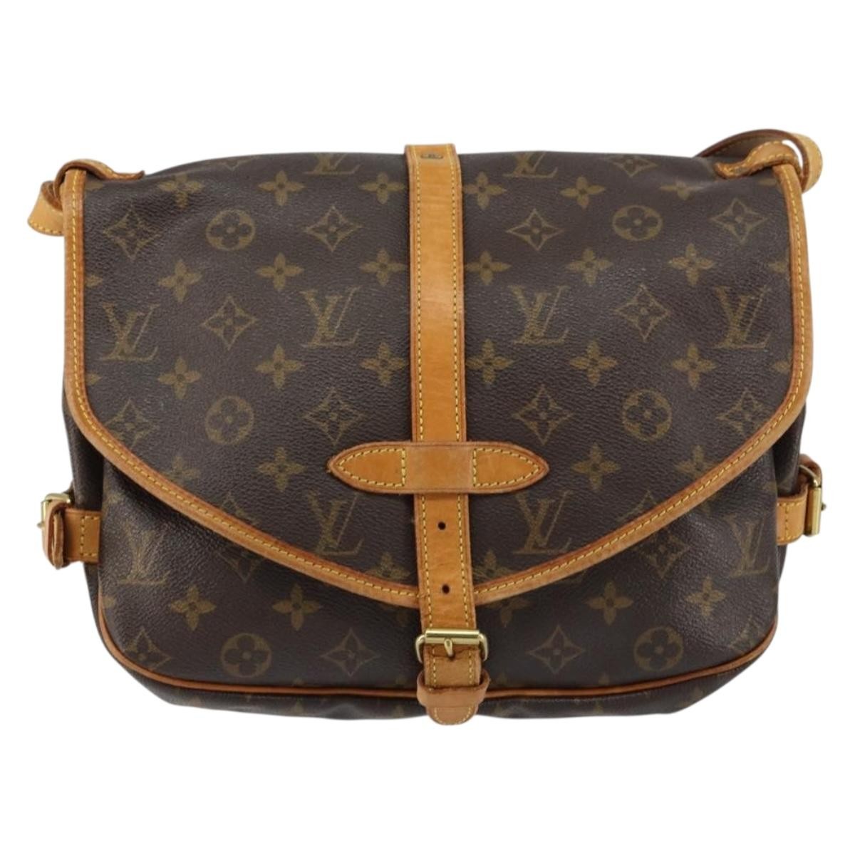 Louis Vuitton Saumur Handbag Monogram Canvas, BROWN, CANVAS, Shoulder bag