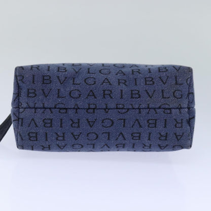 Bvlgari B.Zero1 Logomania Bag Canvas with Leather, BLUE, CANVAS, Clutche & pouche