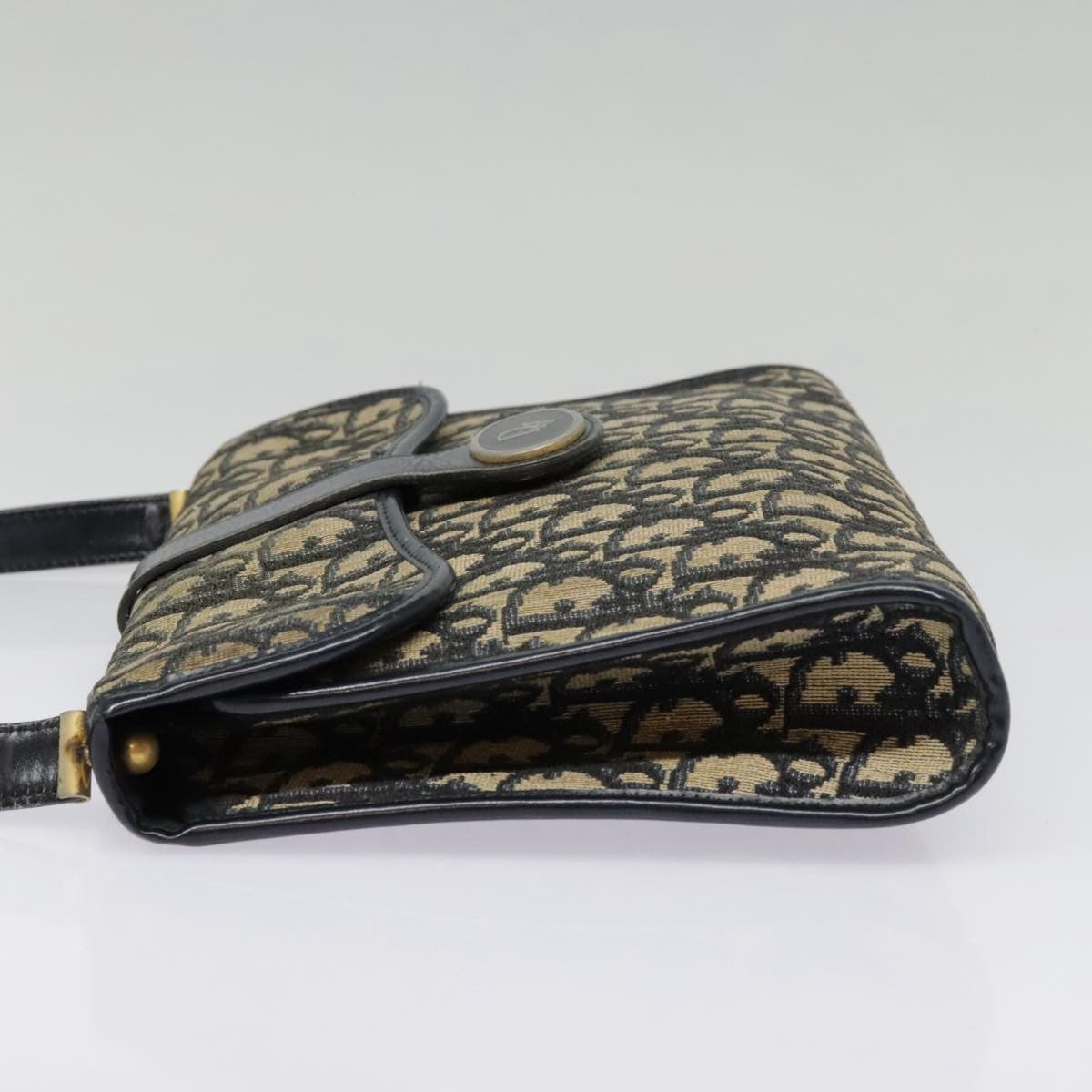 Christian Dior Vintage Flap Crossbody Bag Canvas, NAVY, CANVAS, Shoulder bag