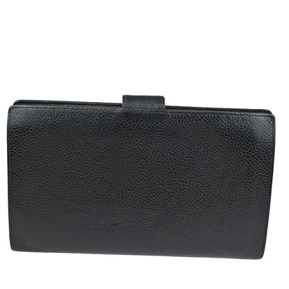 Chanel CC Bifold Wallet Quilted Caviar, BLACK, LEATHER, Wallets
