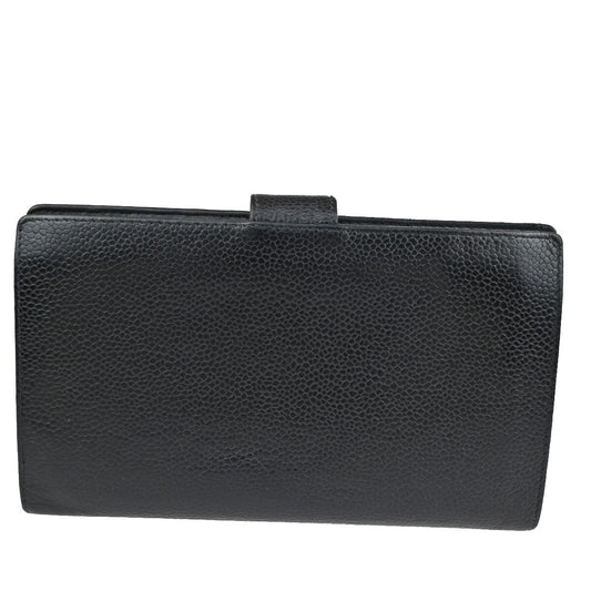 Chanel CC Bifold Wallet Quilted Caviar, BLACK, LEATHER, Wallets
