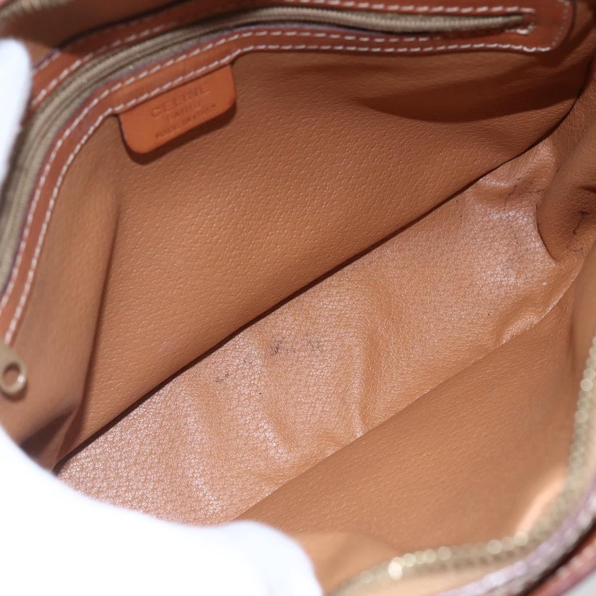 Celine Vintage Macadam Shoulder Bag Canvas and Leather, BROWN, CANVAS, Shoulder bag