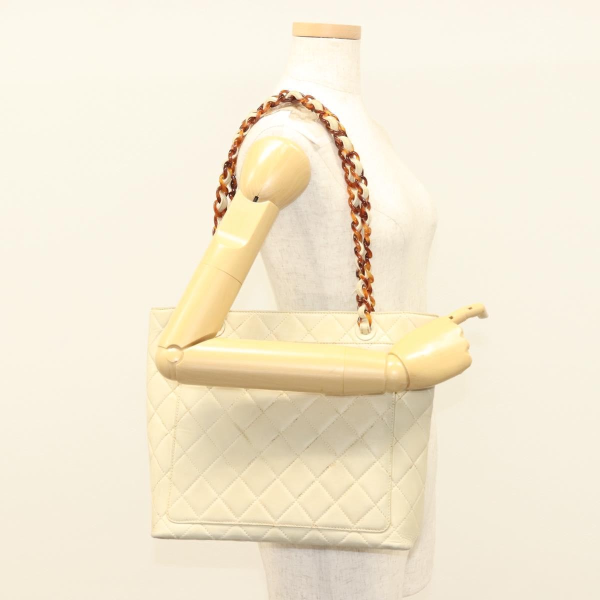 Chanel Vintage CC Front Pocket Tote Quilted Leather, BEIGE, LEATHER, Tote bag