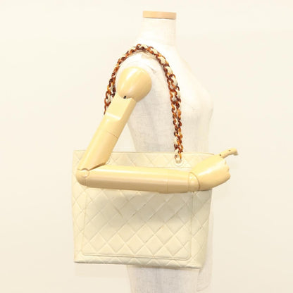 Chanel Vintage CC Front Pocket Tote Quilted Leather, BEIGE, LEATHER, Tote bag