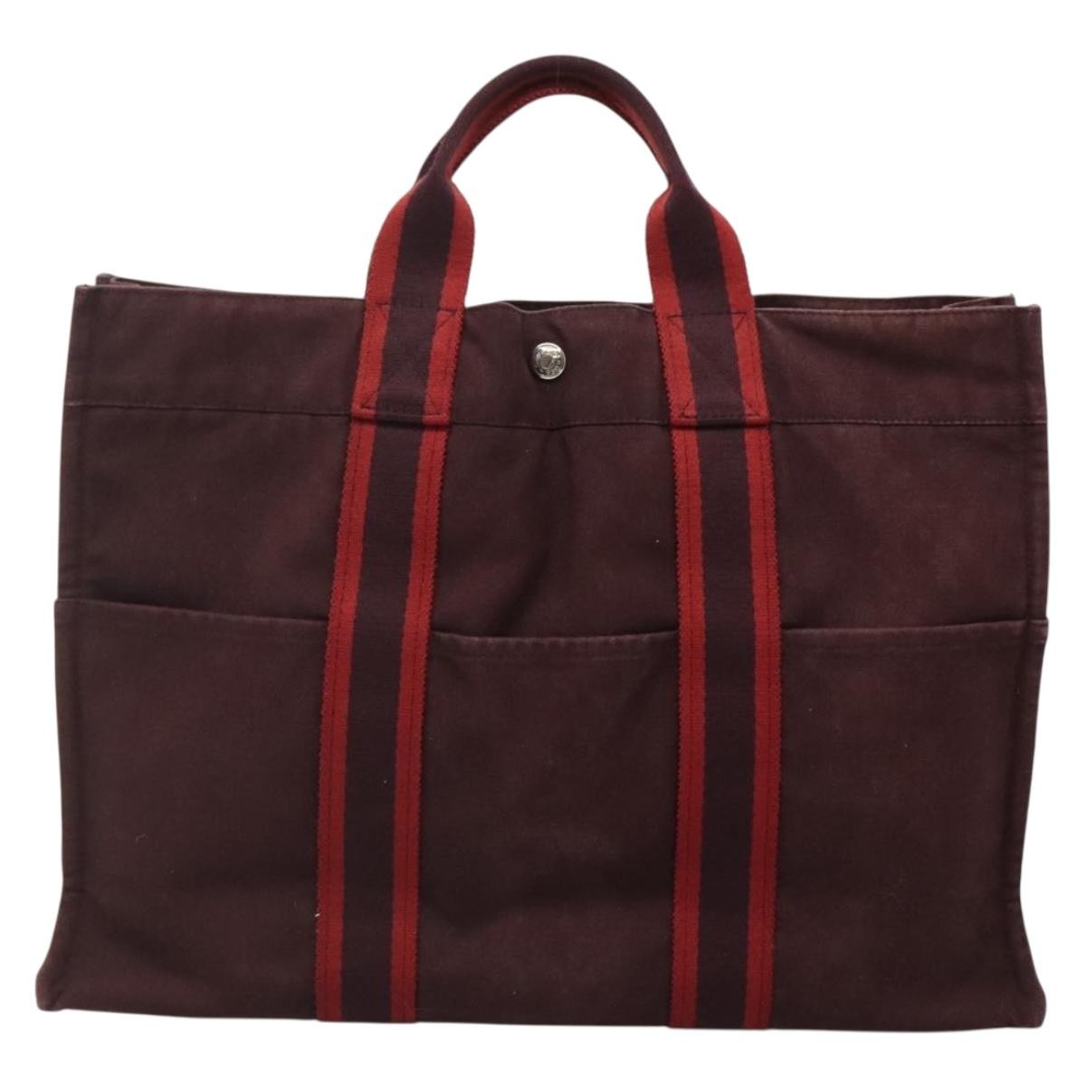 Hermes Fourre Tout Tote Canvas, RED, CANVAS, Tote bag
