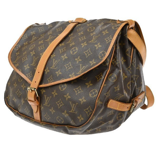 Louis Vuitton Saumur Handbag Monogram Canvas, Brown, Canvas, Shoulder Bag