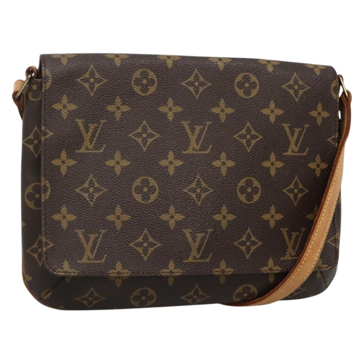 Louis Vuitton Musette Tango Handbag Monogram Canvas, BROWN, CANVAS, Handbag