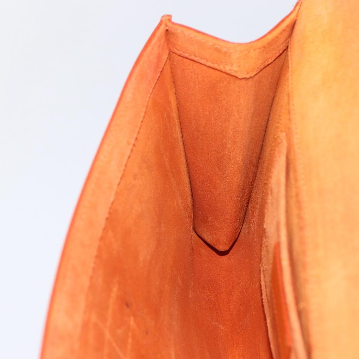 Saint Laurent Chyc Clutch Leather, ORANGE, LEATHER, Clutche & pouche