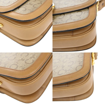 Celine Vintage Horse Carriage C Macadam Shoulder Bag Canvas and Leather, BEIGE, CANVAS, Shoulder bag