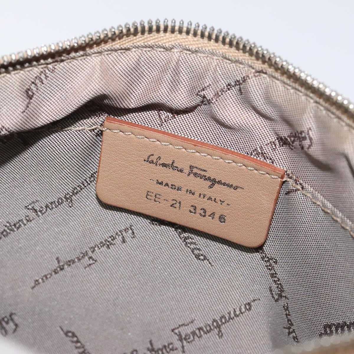 Salvatore Ferragamo Vintage Gancini Pochette Leather, BEIGE, LEATHER, Clutche & pouche