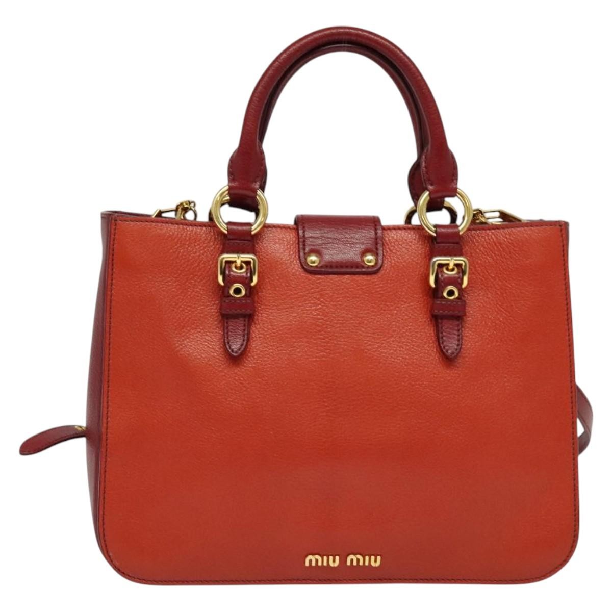 Miu Miu Madras Convertible Lock Tote Leather, RED, LEATHER, Handbag