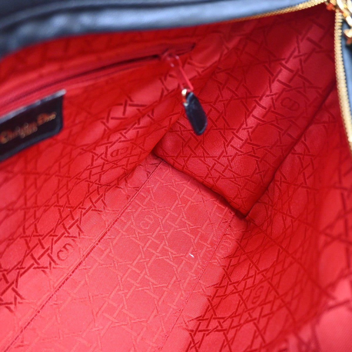 Christian Dior Vintage Lady Dior Bag Cannage Quilt Lambskin, BLACK, LEATHER, Handbag