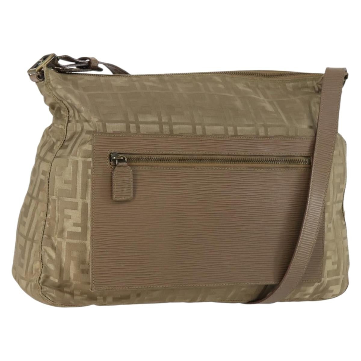 Fendi Logo Zucca Shoulder Bag Zucca, BEIGE, NYLON, Shoulder bag