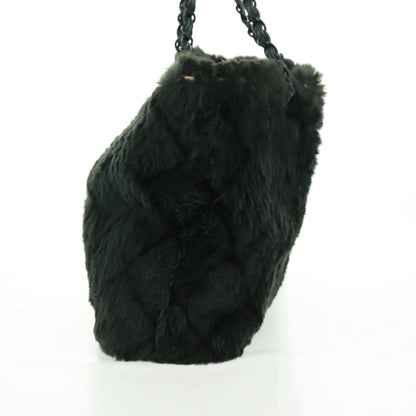 Chanel Vintage CC Chain Tote Printed Lapin Fur, GREEN, FAUX_FUR, Tote bag