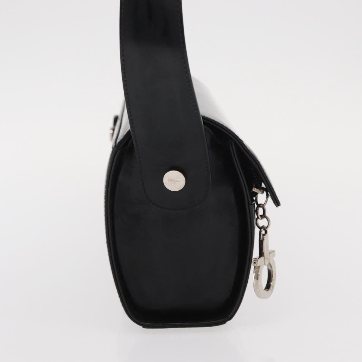 Salvatore Ferragamo Gancini Shoulder Bag Leather, BLACK, LEATHER, Shoulder bag
