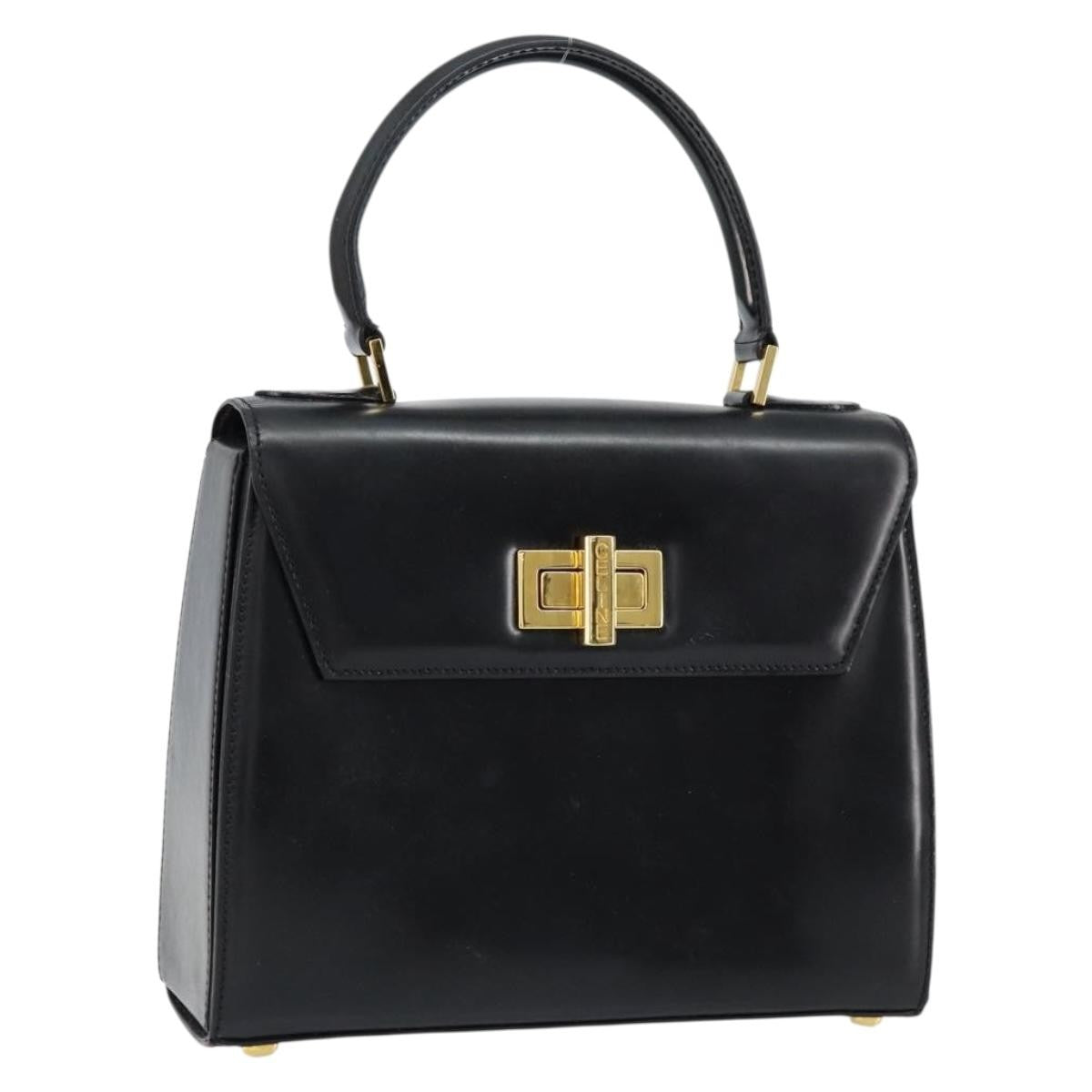 Celine Vintage Convertible Turnlock Top Handle Bag Leather, BLACK, LEATHER, Handbag