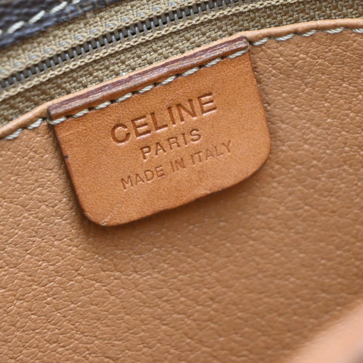 Celine Vintage Macadam Shoulder Bag Canvas and Leather, BROWN, CANVAS, Shoulder bag