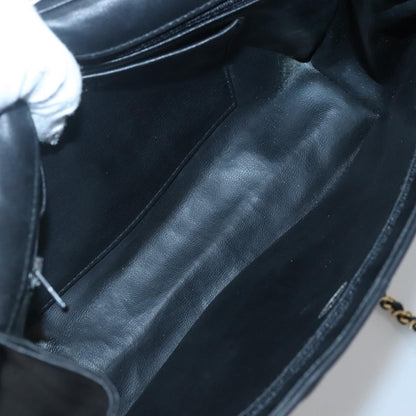 Chanel Vintage Full Flap Bag Quilted Lambskin, BLACK, LEATHER, Handbag