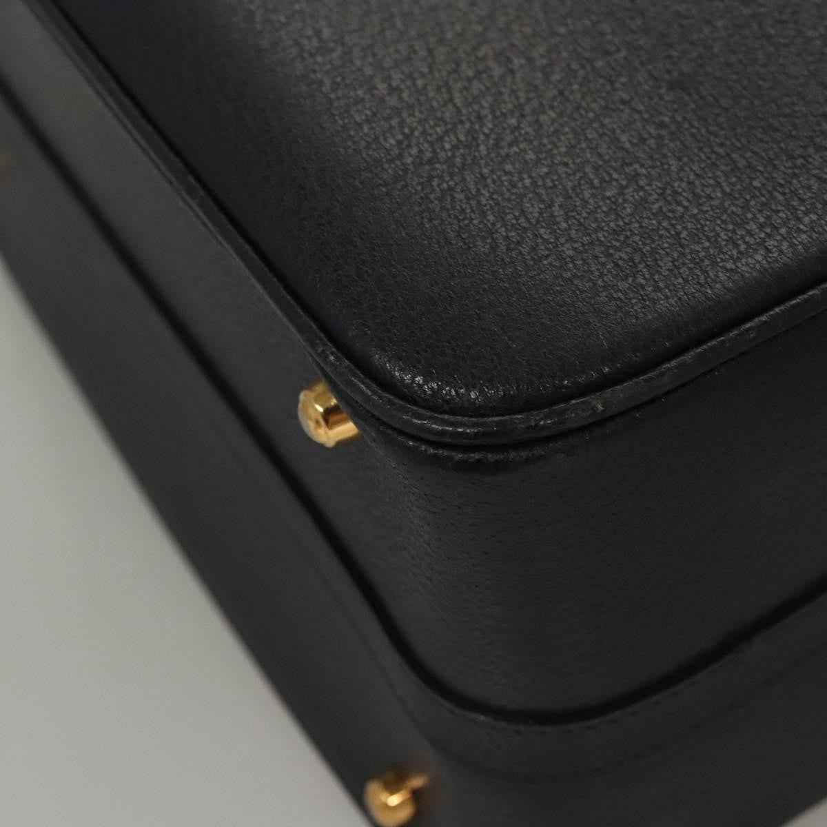 Gucci Vintage Bamboo Vanity Case Leather, NAVY, LEATHER, Handbag