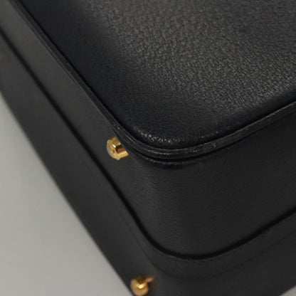 Gucci Vintage Bamboo Vanity Case Leather, NAVY, LEATHER, Handbag