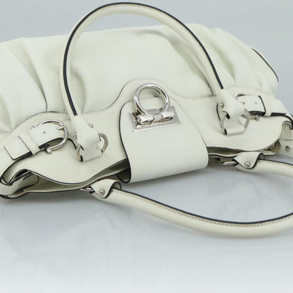Salvatore Ferragamo Marisa Satchel Leather, WHITE, LEATHER, Handbag