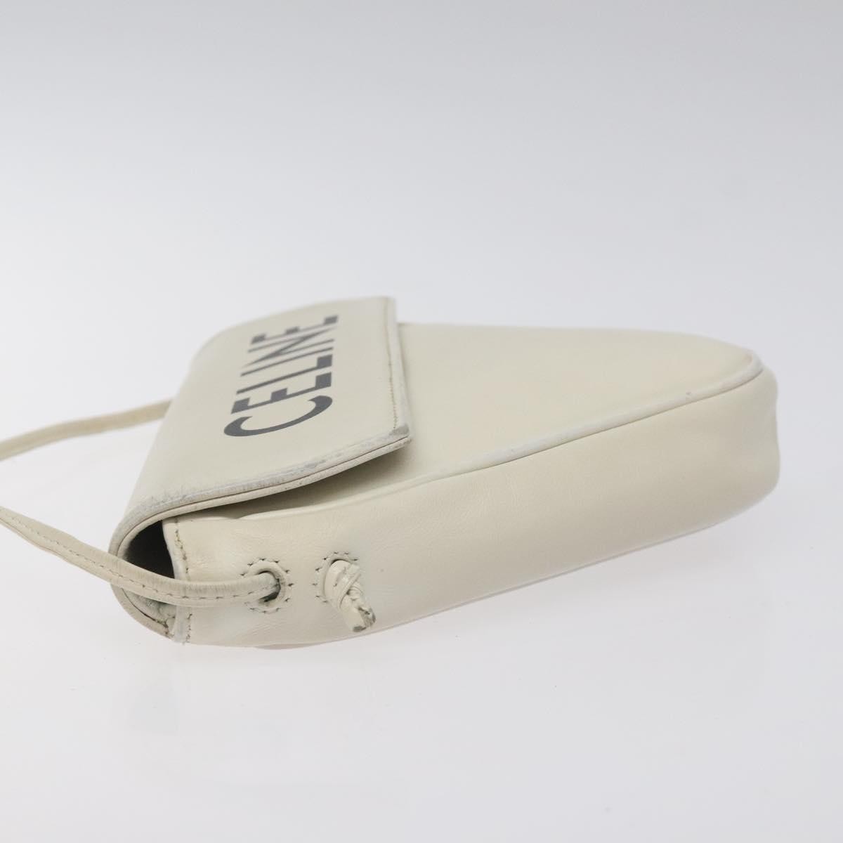Celine Triangle Bag Leather, WHITE, LEATHER, Handbag