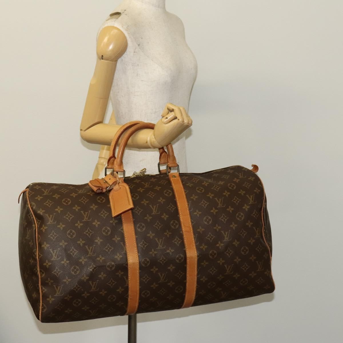 Louis Vuitton Keepall Bag Monogram Canvas, BROWN, CANVAS, Travel bag
