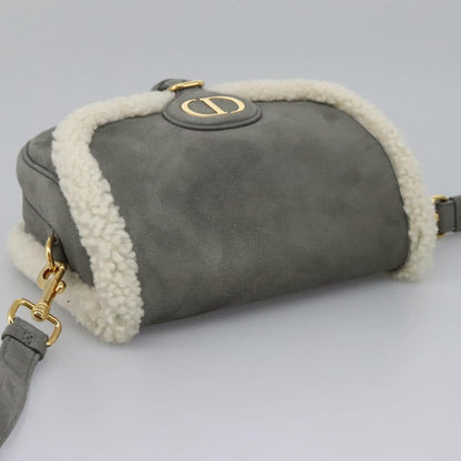 Christian Dior Bobby Flap Bag Shearling and Suede, GRAY, SUEDE, Shoulder bag