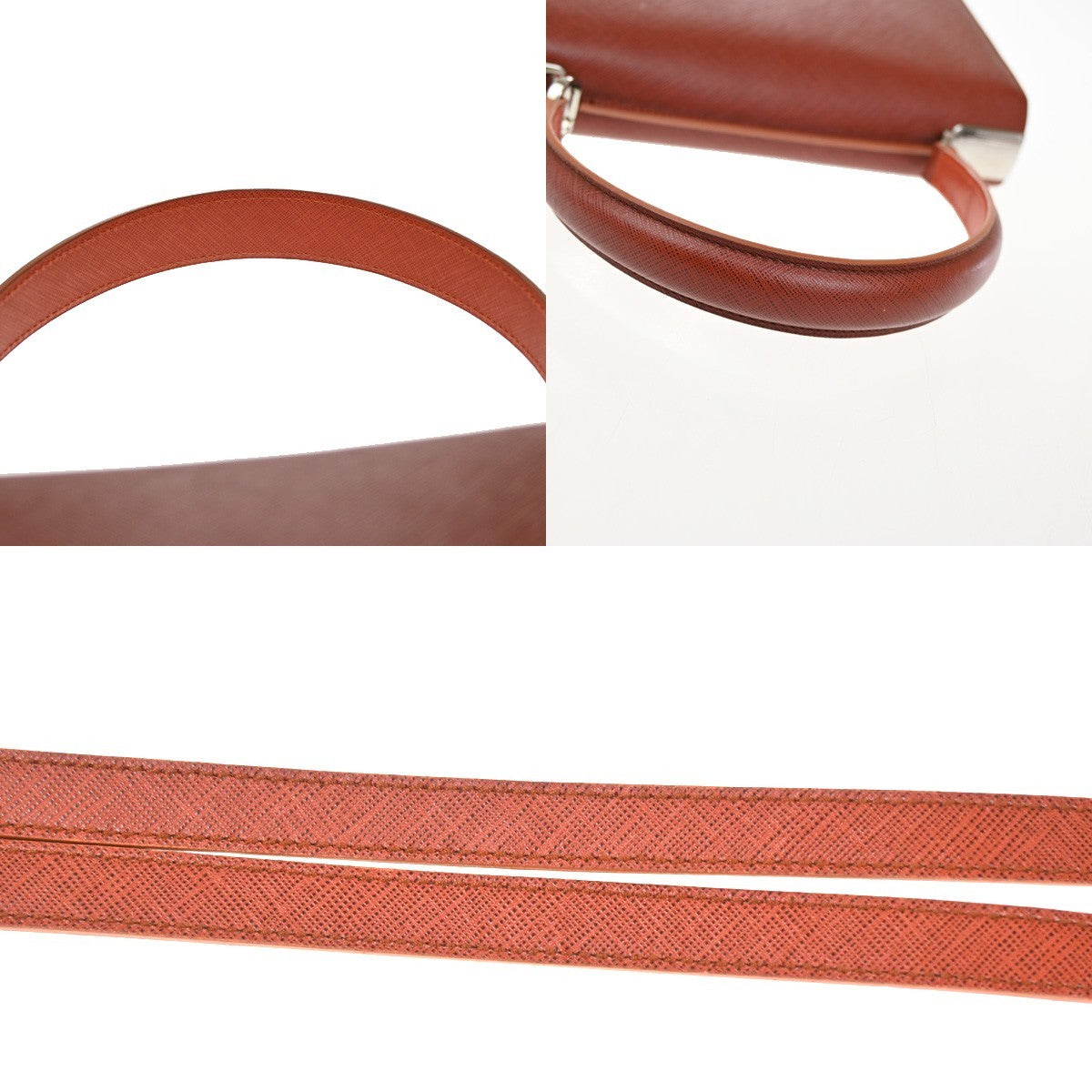 Salvatore Ferragamo Double Gancini Top Handle Bag Saffiano Leather, Brown, Leather, Handbag
