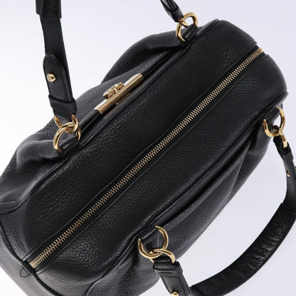 Salvatore Ferragamo Gancini handbag Leather, BLACK, LEATHER, Handbag