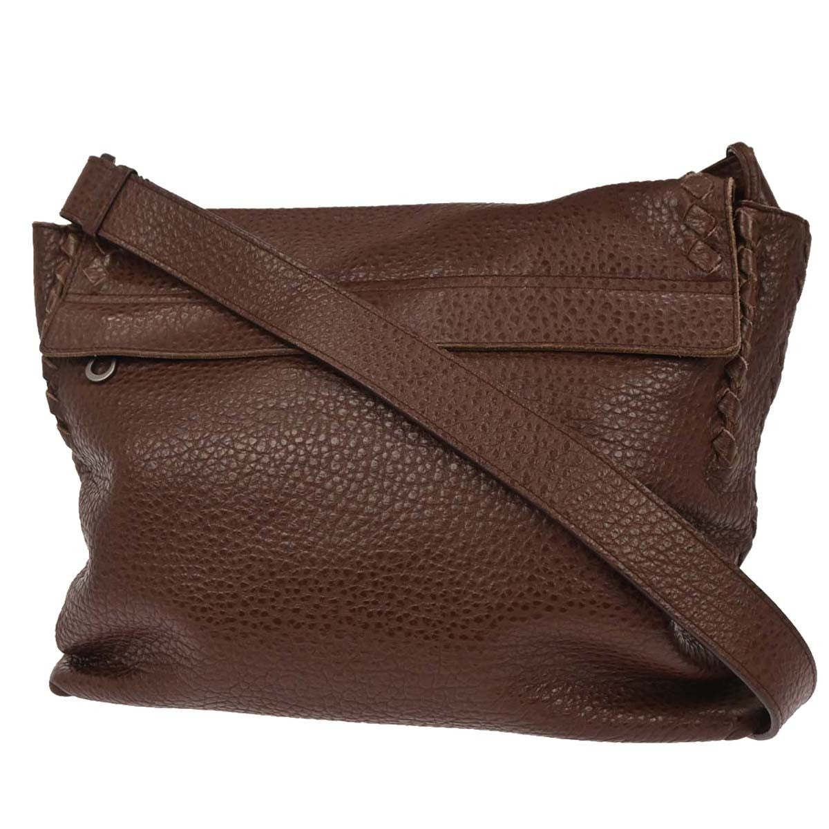 Bottega Veneta Vintage Shoulder Bag Intrecciato Leather, BROWN, LEATHER, Shoulder bag