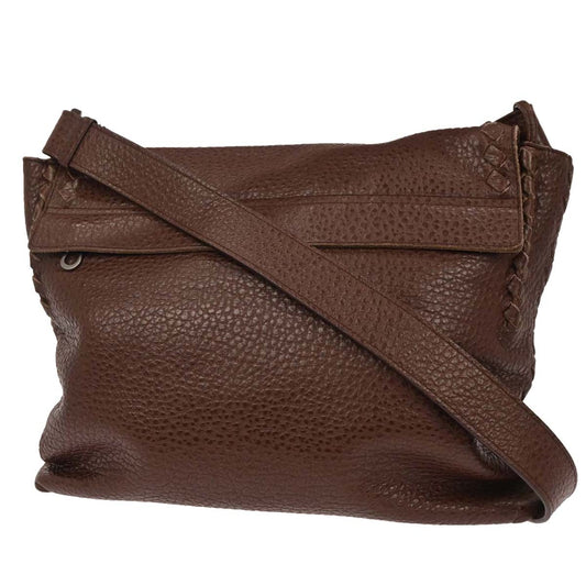 Bottega Veneta Vintage Shoulder Bag Intrecciato Leather, BROWN, LEATHER, Shoulder bag