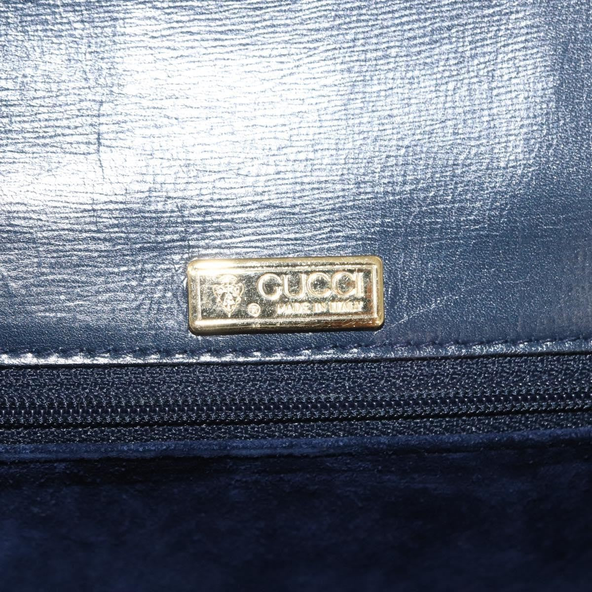 Gucci Vintage Handbag Leather, NAVY, LEATHER, Handbag