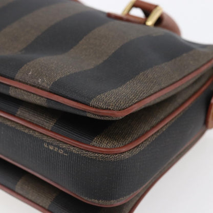 Fendi Vintage Pequin Convertible Boston Bag Coated Canvas, BROWN, CANVAS, Handbag