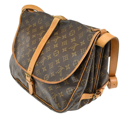 Louis Vuitton Saumur Handbag Monogram Canvas, BROWN, CANVAS, Shoulder bag