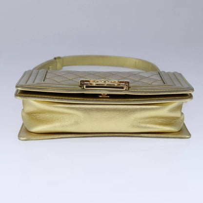 Chanel Boy Flap Bag Quilted Patent, GOLD, PATENT_LEATHER, Shoulder bag