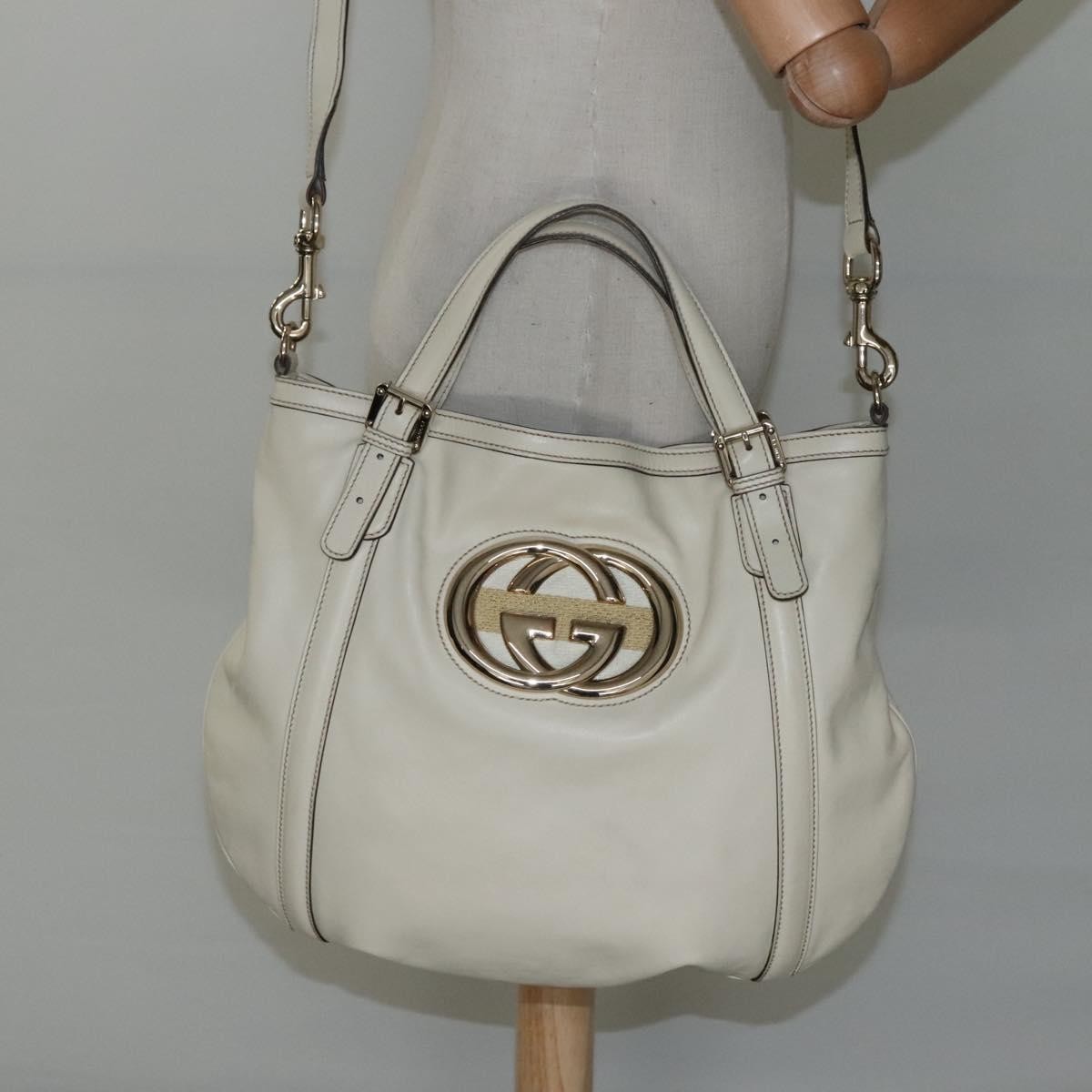 Gucci Britt Convertible Satchel Leather, BEIGE, LEATHER, Handbag