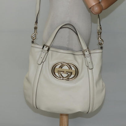 Gucci Britt Convertible Satchel Leather, BEIGE, LEATHER, Handbag