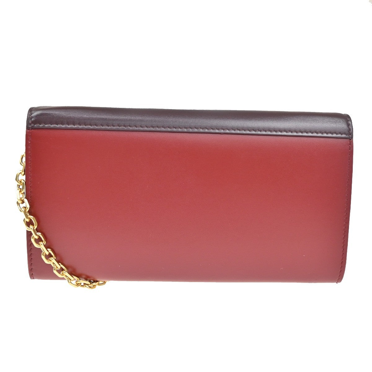 Celine C Wallet on Chain Leather, Black, Leather, Clutch